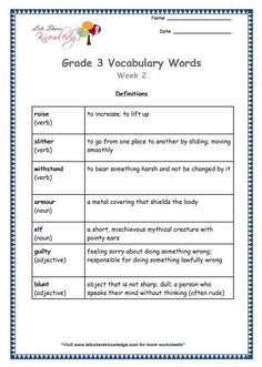 the 3rd grade word worksheet is shown