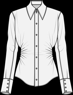 a women's shirt with long sleeves and buttons on the collar, front view