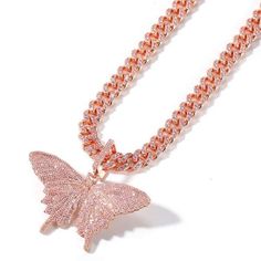 9mm Pink butterfly and rose gold mini miami cuban link chain, butterfl– Lavishluxxshop Butterfly And Rose, Cuban Choker, Chain Butterfly, Rose Gold Butterfly, Pink Choker, Women Choker Necklace, Cuban Link Necklace, Butterfly Necklace Gold, Womens Chokers