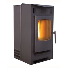 a wood burning stove with the door open