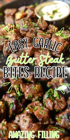 an easy garlic butter steak bites recipe