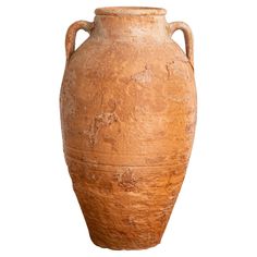 an old brown vase is shown on a white background for use as a decoration element