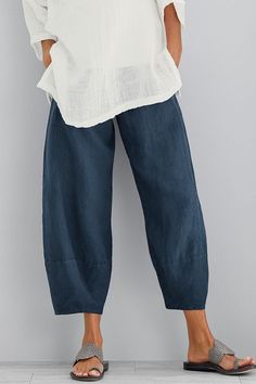 Baggy Wide Leg Capris Elastic Waist Patchwark Harem Pants Summer Linen Pants, Cotton Casual Pants, Casual Linen Pants, Casual Summer Pants, Stitching Dresses, Linen Casual, Summer Linen, Maxi Robes, Linnet