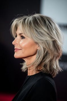 4. Layered Medium Shag with Dark Roots (Layered Hairstyles For Women Over 50) - Layered Hairstyles For Women Over 50 Haircuts Women, Medium Shag, Shag Cut, Modern Shag, Layered Haircuts For Medium Hair, Hair Salon Decor, Layered Hairstyles, Hairstyles For Women Over 50, Haircut Styles