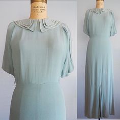 1930’s pale robins egg blue gown true vintage | eBay Blue Vintage Dress For Vintage Events, Blue Vintage Dress For Wedding, Vintage Light Blue Daywear Dress, Light Blue Vintage Daywear Dress, Fitted Vintage Blue Vintage Dress, Vintage Light Blue Evening Dress, Vintage Light Blue Dress For Daywear, Vintage Blue Vintage Style Formal Dress, Vintage Blue Formal Vintage Dress