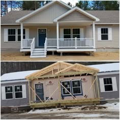 before and after pictures of a house being built