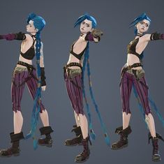 Arcane Body Base, Jinx Shooting Pose, Jinx Arcane Full Body Reference, Jinx Character Sheet, Jinx Reference Sheet, Arcane Refrences, Jinx Character, Jinx Reference Arcane, Dynamic Poses Art Reference