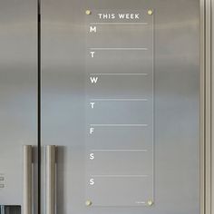 a stainless steel refrigerator with the words, this week and twf's on it