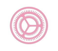 a pink circle with gears in the middle