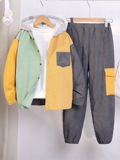 2 pezzi/Set Felpa con Pullover in Pile e Pantaloni in Pile per Ragazzi, Completo Invernale per Ragazzi Multicolore       Non-Elastico  Tween Boys Clothing, size features are:Bust: ,Length: ,Sleeve Length: Pants Winter Outfit, Unisex Outfits, Boys Fleece, Boys Set, Fleece Pants, Boho Women, Inspiration Mode, Boys Clothing, Kids Sleepwear