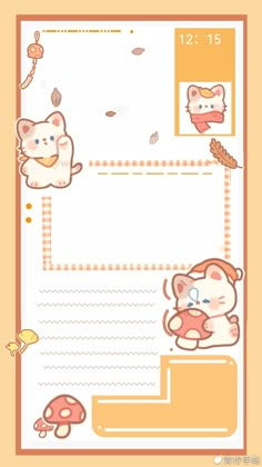 an animal themed stationery is shown in orange and white with cartoon animals on it