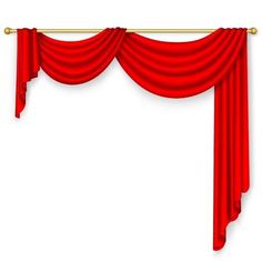 a red curtain hanging on a gold rod