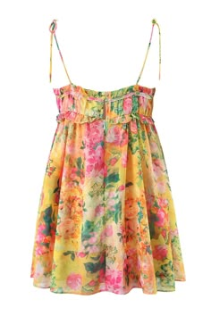 Your next getaway is calling—don't forget to throw the Perfect Vacay Floral Print Mini Dress in your suitcase! Lightweight woven chiffon with a vibrant floral print throughout, shapes this stunning sundress that features adjustable tie shoulder straps, accent bow at neckline, ruched babydoll bust with ruffle trim and asymmetric front overlay. Hidden back zipper and loop button closure. 100% Polyester. Lined. Runs a bit small. Hand Wash Cold. Do Not Bleach. Line Dry. Iron Low Heat. Origin China. Cheap Vacation Dresses, Babydoll Summer Dress, Cute Brunch Dresses, Casual Summer Mini Dress, Cute Mini Dresses Summer, Floral Spring Dresses, Summer Short Dresses, Plus-koon Muoti, Unique Summer Outfits