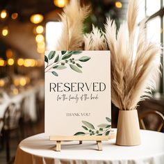 there is a sign that says reserved for the wedding of the bride and groom on it