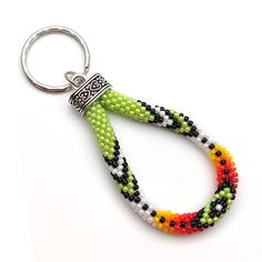 a keychain made out of seed beads