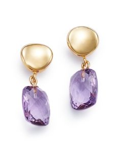 Bloomingdale's Fine Collection Amethyst Drop Earrings in 14K Yellow Gold Earring Inspo, Colored Gemstones, Amethyst Gold, Purple Earrings, Yellow Gold Jewelry, Amethyst Jewelry, Amethyst Earrings, Purple Gold, Gemstone Earrings