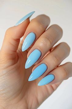 40+ Blue Nails Ideas to Make Your Outfits Pop This Spring & Summer - Flo's Blog Nails Pointed Almond, Blue Nails Ideas, Neon Blue Nails, Blue And White Nails, Royal Blue Nails, Blue Glitter Nails, Navy Blue Nails, Light Blue Nails