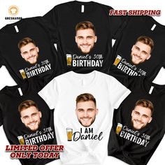 🔥 Make her birthday extra special with a customized T-shirt featuring her funny face! This personalized birthday tee is a unique and hilarious gift idea for your girlfriend.  Perfect for birthday parties, this custom face T-shirt adds a playful and memorable touch to the celebration. Surprise her with a gift that will bring laughter and joy to her special day. ✨ ABOUT CLASSIC T-SHIRT 👉 This smooth cotton T-shirt features double-needle stitching throughout the ribbed crewneck, straight hem, sho Customizable Crew Neck Party T-shirt, Customizable Crew Neck T-shirt For Party, Funny T-shirt For Birthday And Father's Day, Fun Personalized T-shirt For Birthday, Father's Day Birthday Custom Printed T-shirt, Father's Day Birthday Gift Custom Print T-shirt, Funny Customizable T-shirt For Gifts, Novelty Graphic Print Birthday T-shirt, Custom Text Birthday T-shirt With Short Sleeves