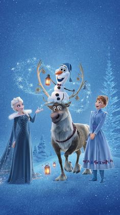 the frozen queen and her friends are dressed up for christmas