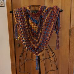 Soft And Cozy Lacy Hand Knit Shawl Wrap Scarf! Fringe Accents. Handmade. Soft And Warm! Beautiful, Vibrant, Fall Colors. Chevron Striped Pattern. Adds Interst To Any Outfit! Note: 1 Skein Of Yarn @ $9.94/Skein (Used 2 Skeins $19.88 Total). Took Me 36 Hours Of On And Off Knitting To Complete . Please Keep This In Mind When Attempting To Negotiate Price. *5th Picture From The Last Show Tiny Yarn Join By My Finger That Is Nearly Imperceptible* Rust Colored Shawl, Striped Knit Scarf, Yarn Join, Hand Knit Shawl, Knit Shawl, Handmade Knit, Handcrafted Accessories, Wrap Scarf, Chevron Stripe