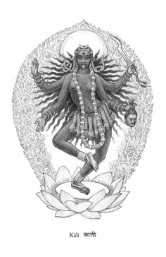 an image of the hindu god in black and white