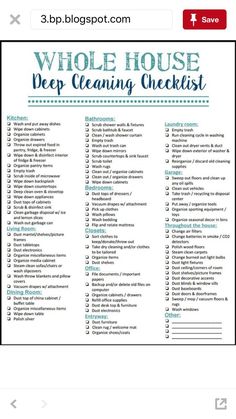 the whole house deep cleaning checklist is shown in this screenshote screen shot