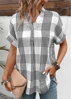 Color:White;Size:S;Size:M;Size:L;Size:XL;Size:2XL;Package Contents:1 X Blouse;Occasion:Other;Style:Casual; Casual White V-neck Shirt, White Casual V-neck Blouse, Casual White V-neck Blouse, White Short Sleeve Blouse For Fall, White V-neck Casual Shirt, Casual White Cotton Blouse, Casual White Relaxed Fit Blouse, White Casual Blouse With Relaxed Fit, White Beach Shirt For Fall