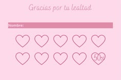 a pink background with hearts and the words gracias por tu leautad