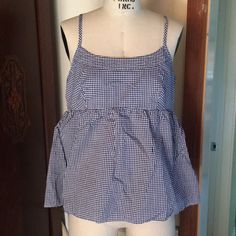 Super Cute Blue And White Gingham Steven Alan Top Not My Size, Never Worn Vintage Piece Adjustable Straps, Gathering At Waist For A Cute And Flattering Flair 3 Button Detail On Back 100% Cotton, Made In Usa Approx Measurements: Length: 22 1/2" Waist: 15" Blue And White Gingham, Gingham Top, Steven Alan, Gingham Tops, My Size, Fashion Girl, Button Detail, Gingham, Made In Usa