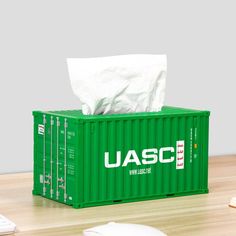 Container Model Tissue Boxes - UASC Tissue Box / China Pop Up Storage Container, Storage Container Art, Earth Ship, Cargo Container, Container Design, Tissue Box Holder, Box Patterns, Paper Storage, Tissue Box Cover