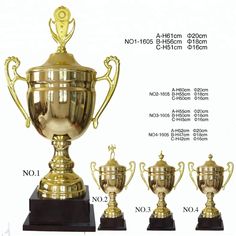 the trophy is shown with four different sizes