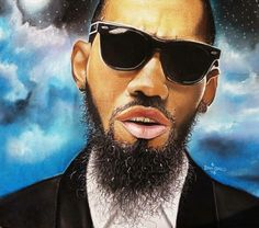 a painting of a man with sunglasses on his face