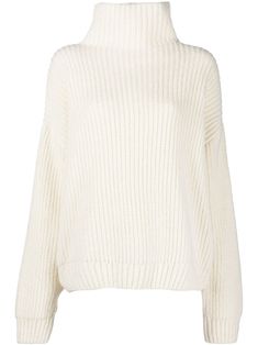 ivory white chunky ribbed knit funnel neck long sleeves straight hem ribbed trim Cotton Cargo Pants, Moncler Women, Funnel Neck Sweater, Camel Sweaters, Turtle Neck Jumper, Roll Neck Jumpers, Hoodie Cardigan, Anine Bing, Black Turtleneck