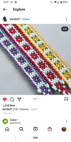 the beaded bracelet is being displayed on an instagramtion page for people to see