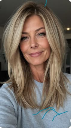 Mid 30s Haircuts Women, Mom Long Bob Haircut, Haircuts Straight Hair Side Part, Layered Haircuts With Long Bangs, Lob Haircut Side Part Straight, Angled Medium Length Hair, Blonde Lob Haircut With Bangs, Side Part Layers Straight Hair, Medium Length Haircut For Fine Hair Side Part