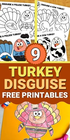 turkey disgusse free printables for kids to color and play with