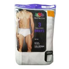 Fruit Of The Loom Men's 3 Pack Tag Free Full Cut Cotton Briefs. Fruit Of The Loom Tag, Fruit Of The Loom Boxers, White Cotton Boxer Briefs With Logo Waistband, White Cotton Brief Bottoms, White Multi-pack Boxer Briefs For Sports, Men's Briefs, Long Johns, Rihanna Looks, Mens Boxers