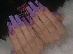 Purple Acrylic Nails, Lavender Nails, Baddie Nails, Nagel Tips, Purple Nail, Long Square Acrylic Nails