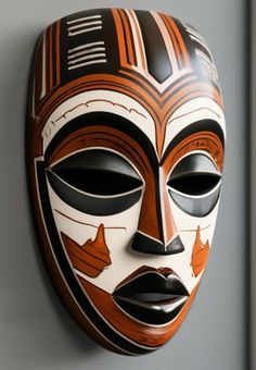 an african mask hanging on the wall