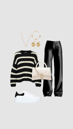 Mode Tennis, Popular Clothes, Trending Streetwear, Leather Pants Outfit, Winter Fashion Outfits Casual, Cute Fit, Simple Trendy Outfits, Cute Simple Outfits, الرسومات اللطيفة