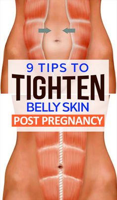 the back of a woman's stomach with text that reads 9 tips to tighten belly skin