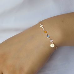 Birthstone Cross Bracelet With Initial Christmas Gifts for Her Mom Sister Daughter, Confirmation Gift for Girl, Birthday Gifts, CR04BS - Etsy Dainty Name Bracelet For Birthday And Mother's Day, Delicate Personalized Bracelets As Gifts, Confirmation Gift Ideas Girl, Dainty Name Bracelet For Mother's Day Gift, Delicate Personalized Name Bracelet As A Gift, Elegant Personalized Name Bracelet As Gift For Mom, Personalized Delicate Name Bracelet As A Gift, Confirmation Gift Ideas, Confirmation Gifts For Teenage Girl