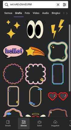 an image of some stickers that are on a cell phone with the text hello written in