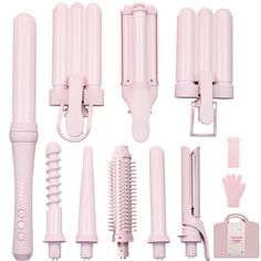 PRICES MAY VARY. 【9 Convertible Accessories for All Hair Style】 ----- There are 0.63", 0.87",1",1.25" four different sizes of our curling iron set, as well as a hot air comb and a hair straightener, easy to have various hairstyles at home. 【Ceramic PTC Heating Technology】----- Ceramic coating heated tube，instantly heated within 30 seconds, allowing you to quickly have beautiful curly hair. Electrical ceramic coatings can improve the protein structure of hair, making it smoother and more shiny. 【5 Temperature Levels Setting】----- SPPZCUR 9-in-1 curling iron has 5 temperature settings,（180℉-- 450℉）, 180℉-360℉ for thin and soft hair, and 360℉-450℉ for coarse and hard hair. 8-15 seconds let you have beautiful curly hair or shiny straight hair. 【Humanized Design】----- 360°swivel cord let operat Good Straighteners, Things To Buy Off Amazon, Hairstyles For Home, Hair Salon At Home, Convertible Accessories, Hair Curler And Straightener, Curly Hair Tools, Heated Round Brush, Hairstyles At Home