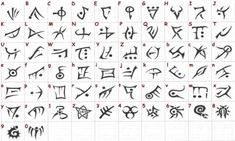 an ancient alphabet with symbols and letters