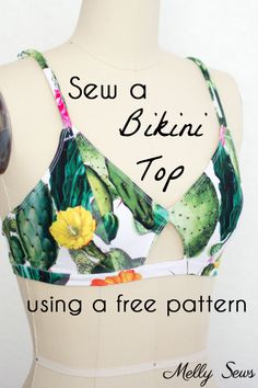 Use a free bra pattern to sew a bikini top - DIY bikini top you can make yourself with this video tutorial.