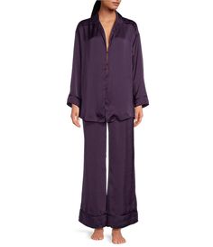 Free People Dreamy Days Solid Lightweight Satin Oversized Pajama Set | Dillard's Romantic Lace, Birthday Wishlist, Lace Insert, Dillard's, How To Feel Beautiful, Oversized Fits, Pajama Set, Vintage Inspired, Full Length