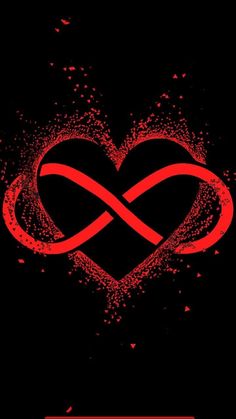 a red heart with an infinite sign on it