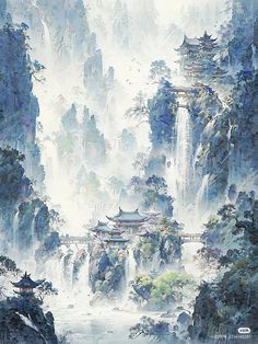 Traditional Chinese Painting Landscapes, Chinese Nature, Crayons Pastel, Asian Landscape, Chinese Landscape Painting, Chinese Art Painting, Ancient Chinese Art, Asian Painting