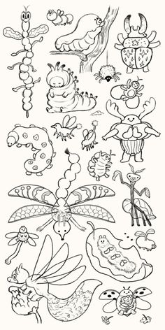 an image of cartoon birds and insects